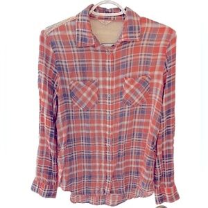 EUC Aeropostale Top,Button Down,Pink, Plaid, Pastel, Feminine, Romantic,Coquette